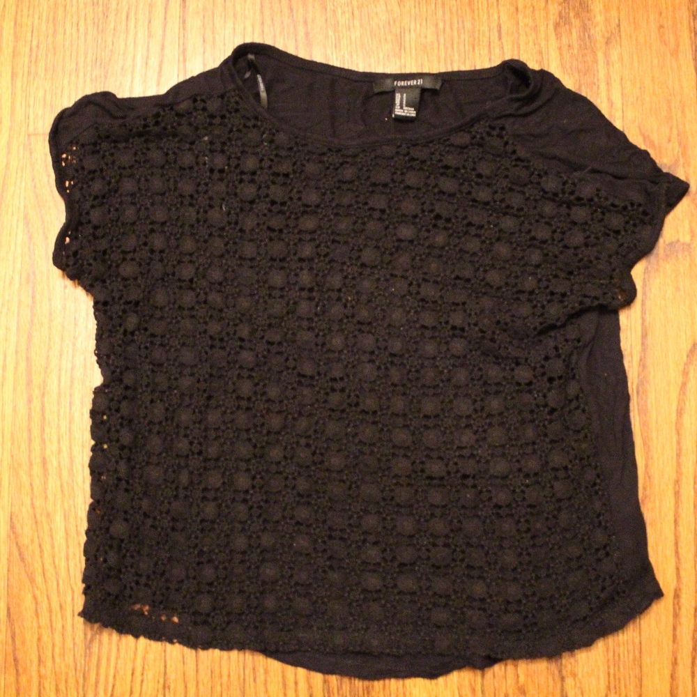 Black Lace Front Top Small